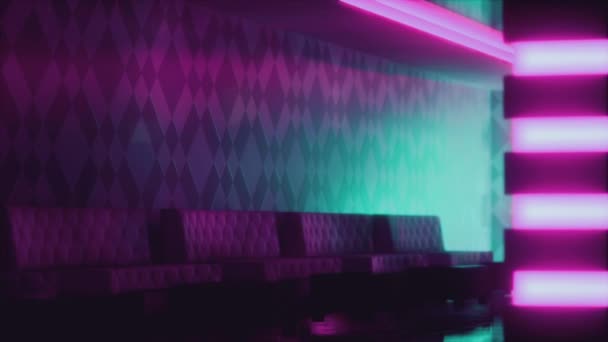 Clube noturno vazio com luzes de néon — Vídeo de Stock