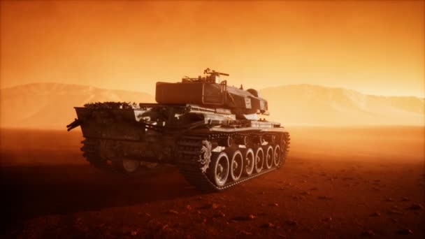 Andra världskriget Tank i öknen i sandstorm — Stockvideo