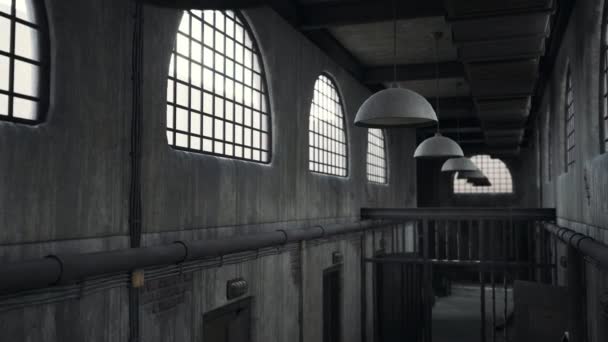 Vieux bloc cellulaire de prison rouillé — Video