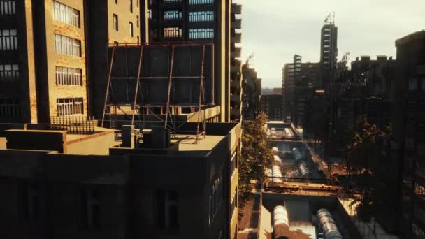 Terk edilmiş hayalet şehrin çatıları — Stok video