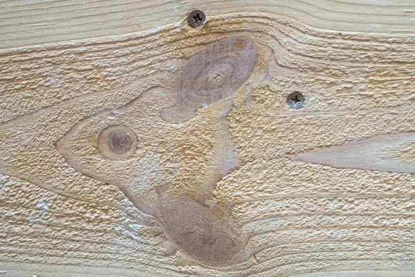 Zamknąć Drewnianą Belkę Dwoma Śrubami Tekstura Drewniana — Zdjęcie stockowe