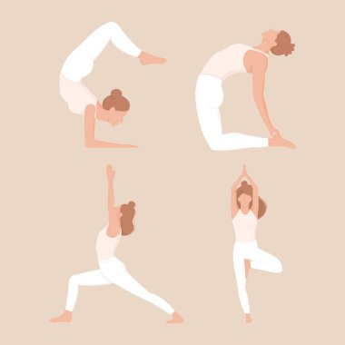 Genç kadın koleksiyonu spor egzersizleri yapıyor.