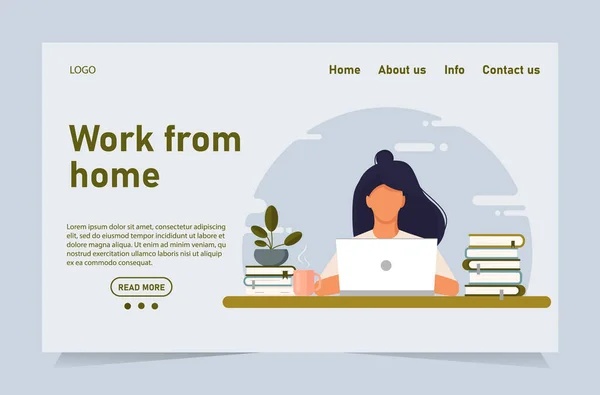 Ιστότοπος πρότυπο έννοια και εργασία από το σπίτι banner — Διανυσματικό Αρχείο