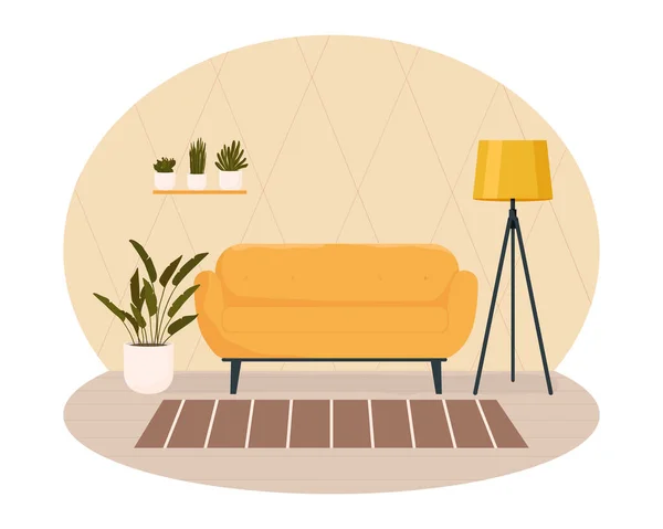 Snygg vardagsrum interiör med möbler. — Stockfoto