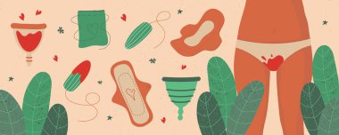  Çeşitli kadın hijyen ürünleri, adet görme