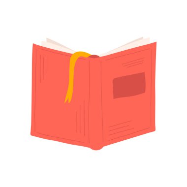 İzole edilmiş beyaz arkaplanda kırmızı ile açılan kitap