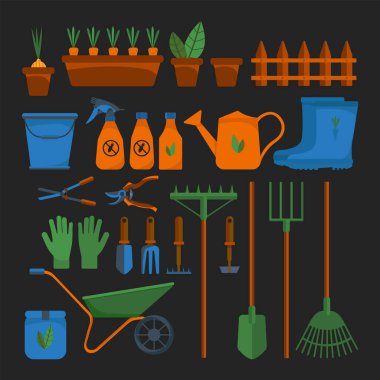 Bahçe aletleri. Bahçe bakım ekipmanları.