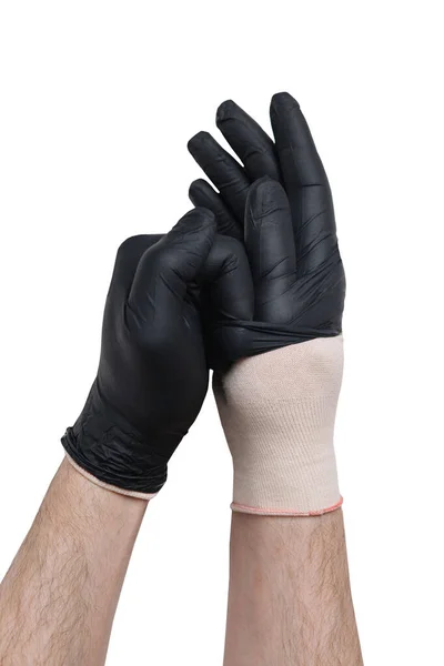 Zwart geïsoleerde medische handschoenen nitril met katoenen handschoenen — Stockfoto