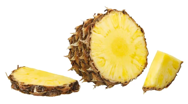 Ananas Tranché Avec Une Tranche Isolée Sur Fond Blanc — Photo