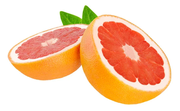 Gesneden Grapefruit Geïsoleerd Witte Achtergrond — Stockfoto