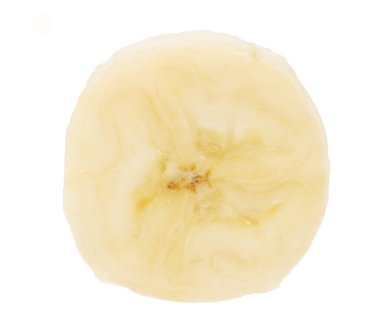 Beyaz arkaplanda izole edilmiş muz dilimi