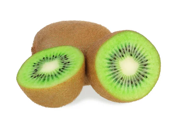 Gesneden Kiwi Geïsoleerd Witte Achtergrond — Stockfoto