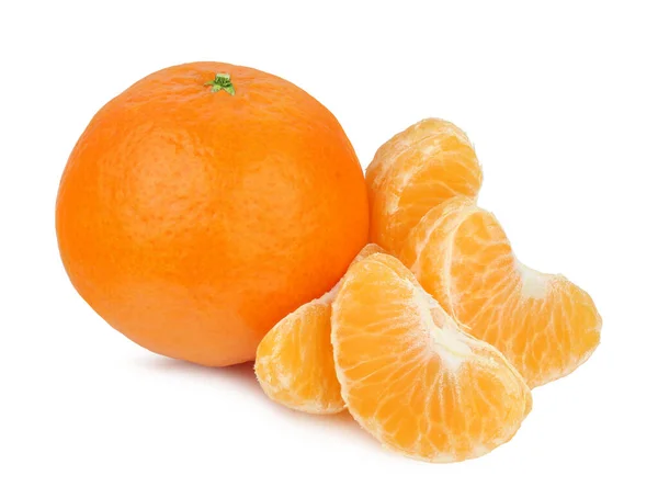 Tangerinas Isoladas Sobre Fundo Branco — Fotografia de Stock