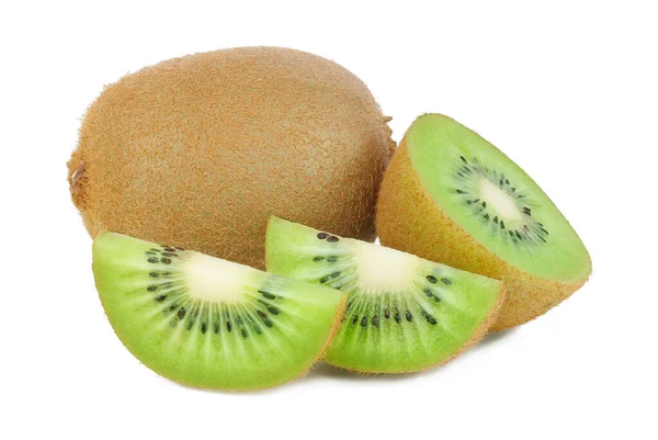 Gesneden Kiwi Geïsoleerd Witte Achtergrond — Stockfoto