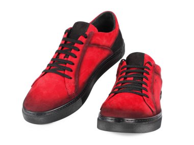 Spor ayakkabılar, erkek ayakkabıları beyaz arka planda izole edilmiş.