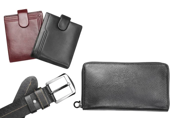 Belt Purse Wallet Top View Isolated White Background — ストック写真