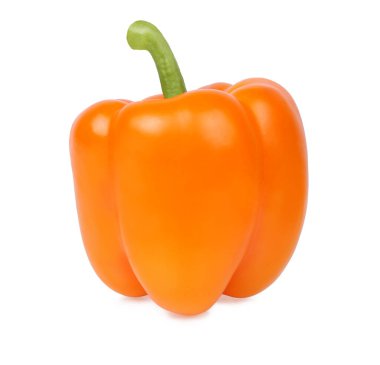Çan biberi, turuncu, beyaz arka planda izole edilmiş.
