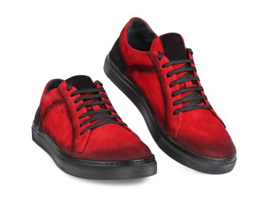 Spor ayakkabılar, erkek ayakkabıları beyaz arka planda izole edilmiş.