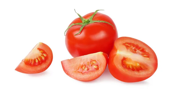 Tomaten Scheiben Geschnitten Isoliert Auf Weißem Hintergrund — Stockfoto