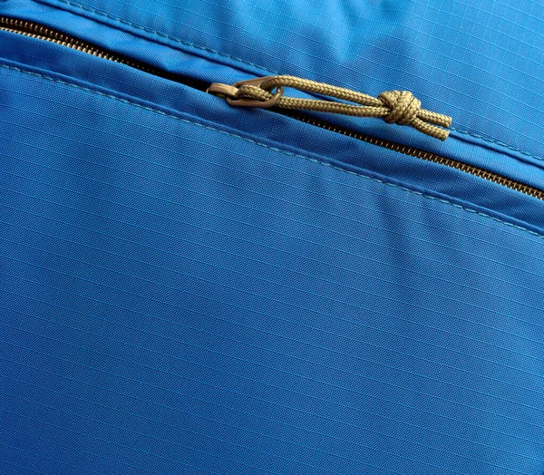 Detalle Una Cremallera Abierta Bolsillo Una Mochila Azul —  Fotos de Stock