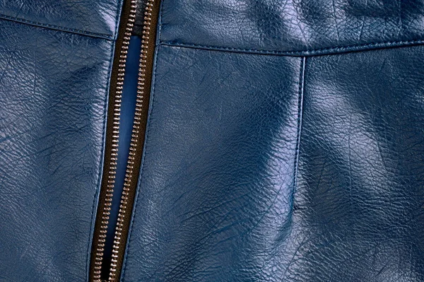 Detail Blue Leather Skirt Open Zipper — Stock Photo, Image