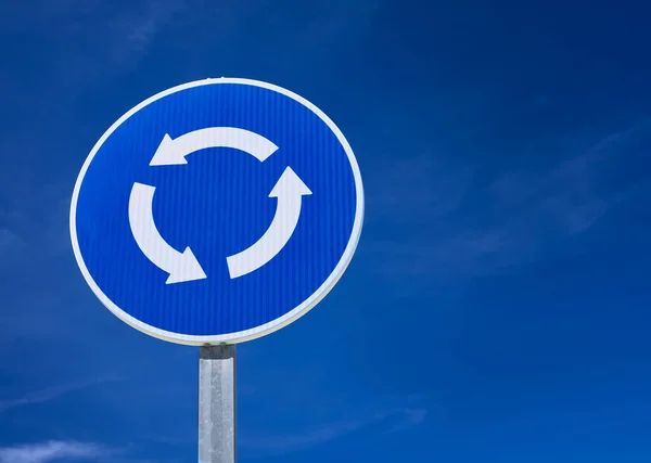 Detail Roundabout Sign Blue Sky — Stock Photo, Image