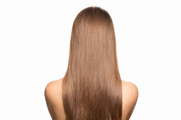 Porträtt av attraktiv ung kvinna med vackra brud frisyr med hårlock, bakifrån — Stockfoto