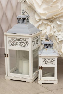 White Rustic wooden lantern