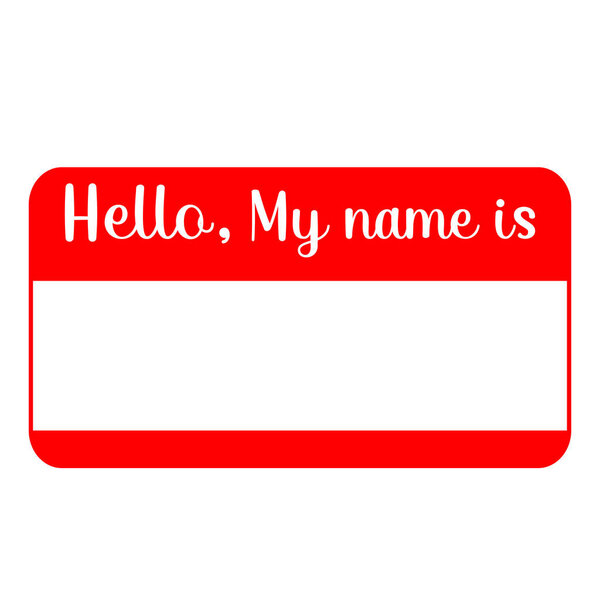 Red name tag empty stiker HELLO my name is