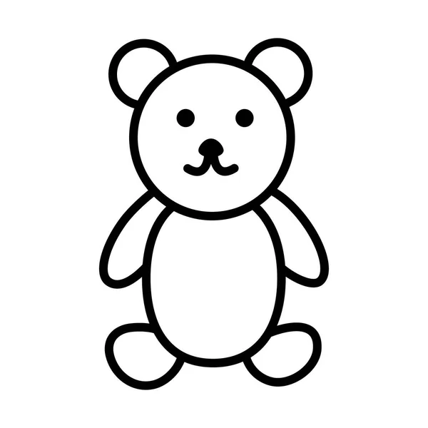 Teddy bear plush toy line art vector icon. Preschool education concept. — Stock Vector