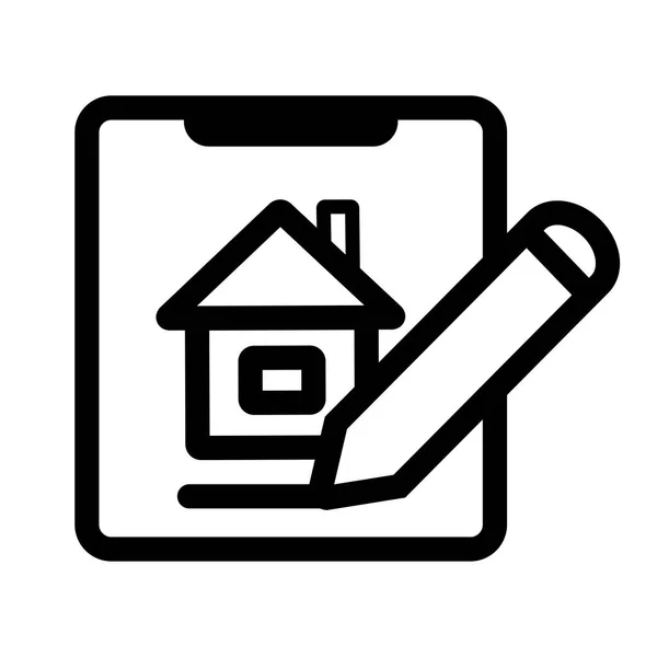 Icono de línea de contrato de bienes raíces. Acuerdo de negocios simbol.Vector icono para el diseño web — Vector de stock
