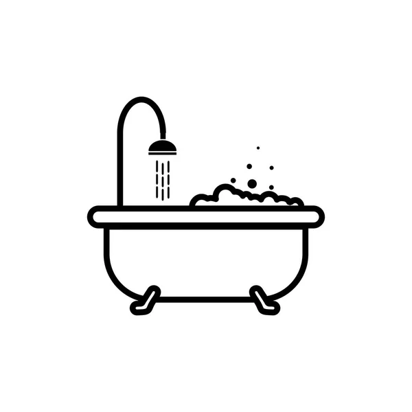 Web icons bathtub, shower, douche. Bathroom with shower and foam. — Stock Vector