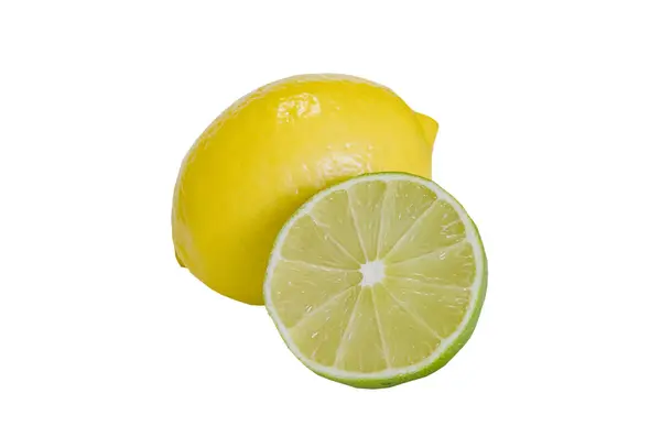 Buah jeruk segar terisolasi, lemon matang masih hidup — Stok Foto