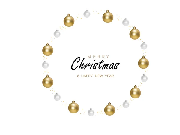 Christmas Background Golden Christmas Balls Pearls Beads Bright Gold Glitter — Stock Photo, Image