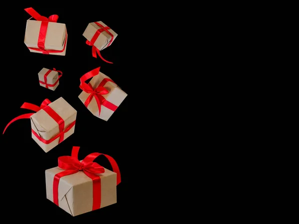 Flying Gift Boxes Black Friday Verkoopconcepten Kortingsprijs Kerstcadeaus Winkelen Wenskaart — Stockfoto