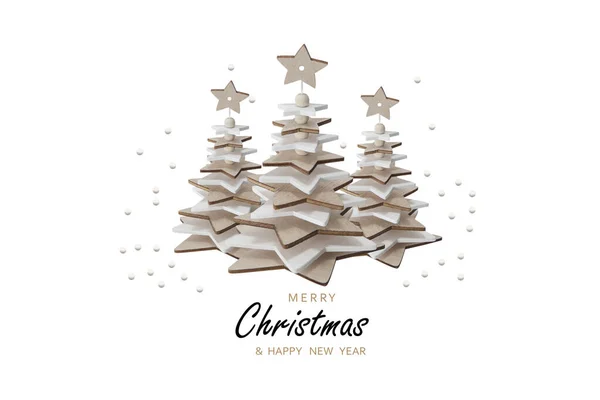 Noel kartı. Noel ağacı ve dekoratif malzemelerle birlikte Xmas Festivali kompozisyonu. Yeni yıl dekorasyon unsurları. Yaratıcı tatil davet şablonu..