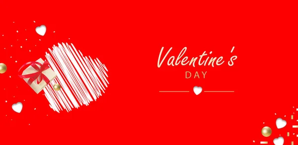 Banner Del Día San Valentín Fondo Romántico Vacaciones Diseño Caja —  Fotos de Stock