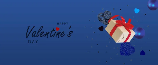 Feliz Día San Valentín Banner Horizontal Plantilla Encabezado Para Sitio —  Fotos de Stock