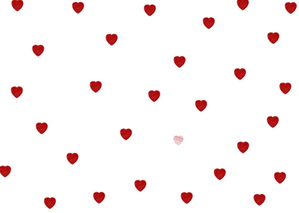 Muster Aus Rotem Herz Auf Weißem Hintergrund Minimales Konzept — Stockfoto