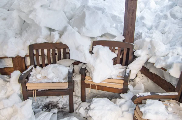 Hóval Borított Fából Készült Fotelek — Stock Fotó