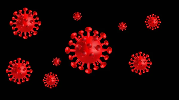 コピースペース付きの仮想背景 暗い背景に対するコロナウイルス 微生物学とウイルス学の概念 — ストックベクタ