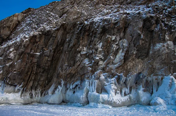 Зимовий Гірський Ландшафт Гори Узбережжя Острова Взимку — стокове фото