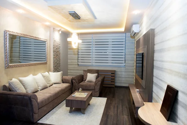 Cozy Modern Living Room Smart Appliances — Stock Photo, Image