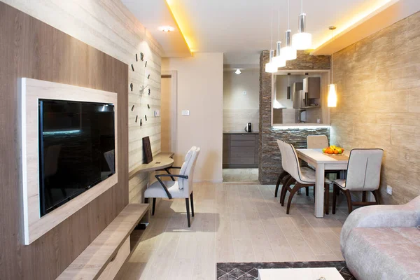 Cozy Modern Living Room Smart Appliances — ストック写真