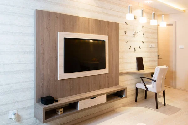 Cozy Modern Living Room Smart Appliances — Stock Photo, Image