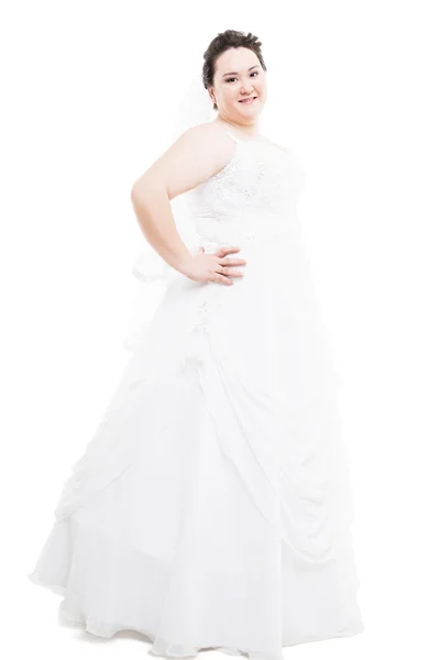 Plus size bride isolated on white — Stock Photo, Image