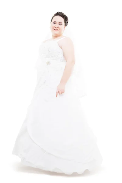 Plus size bride isolated on white — Stock Photo, Image