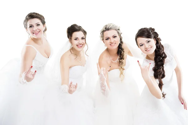 Four brides isolated on white — Stock Photo, Image