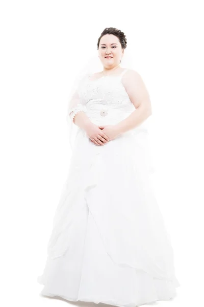 Plus size bride isolated on white — Stock Photo, Image