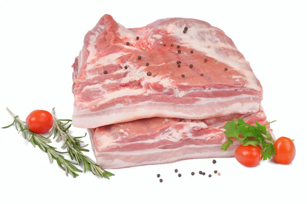 Barriga de porco cru com casca — Fotografia de Stock